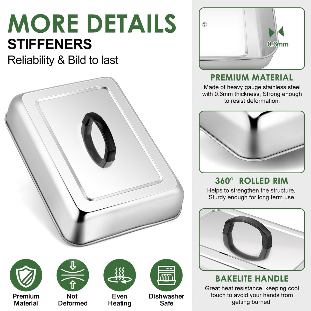 Joyfair rectangular cheese melt lid keeps toppings warm on a flat top