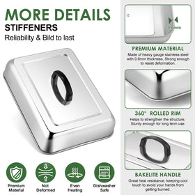 Joyfair rectangular cheese melt lid keeps toppings warm on a flat top