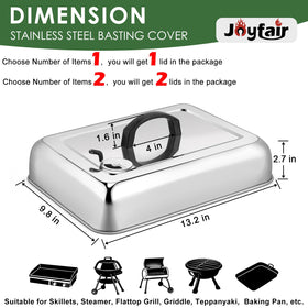 Joyfair rectangular cheese melt lid covering burgers for even browning