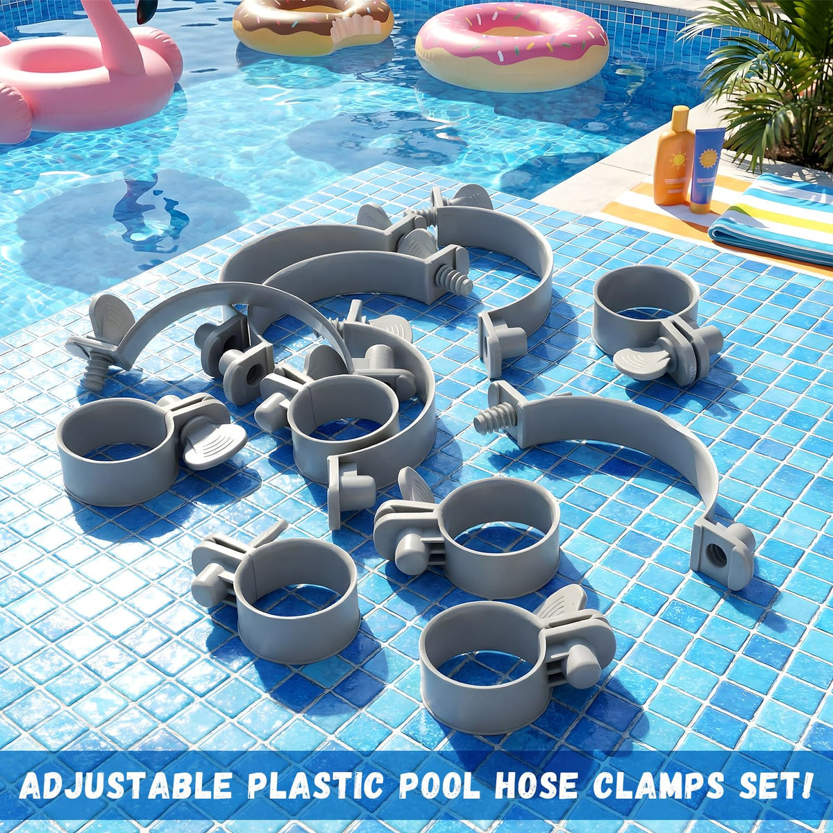 Joyfolk adjustable hose clamp 1.25-1.5 inch fits various hoses securely.