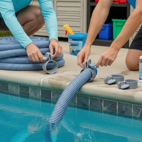Joyfolk durable plastic clamp withstands sun and humidity for long-lasting pool use.
