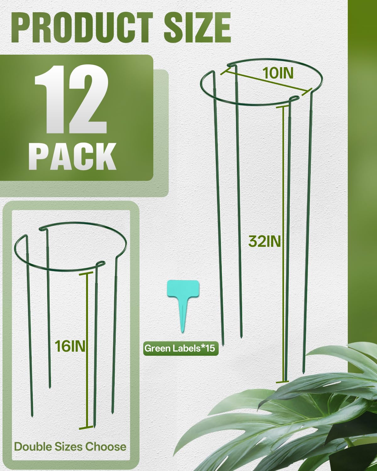 Joyhalo set of 16 half-round stakes with 15 labels for organization