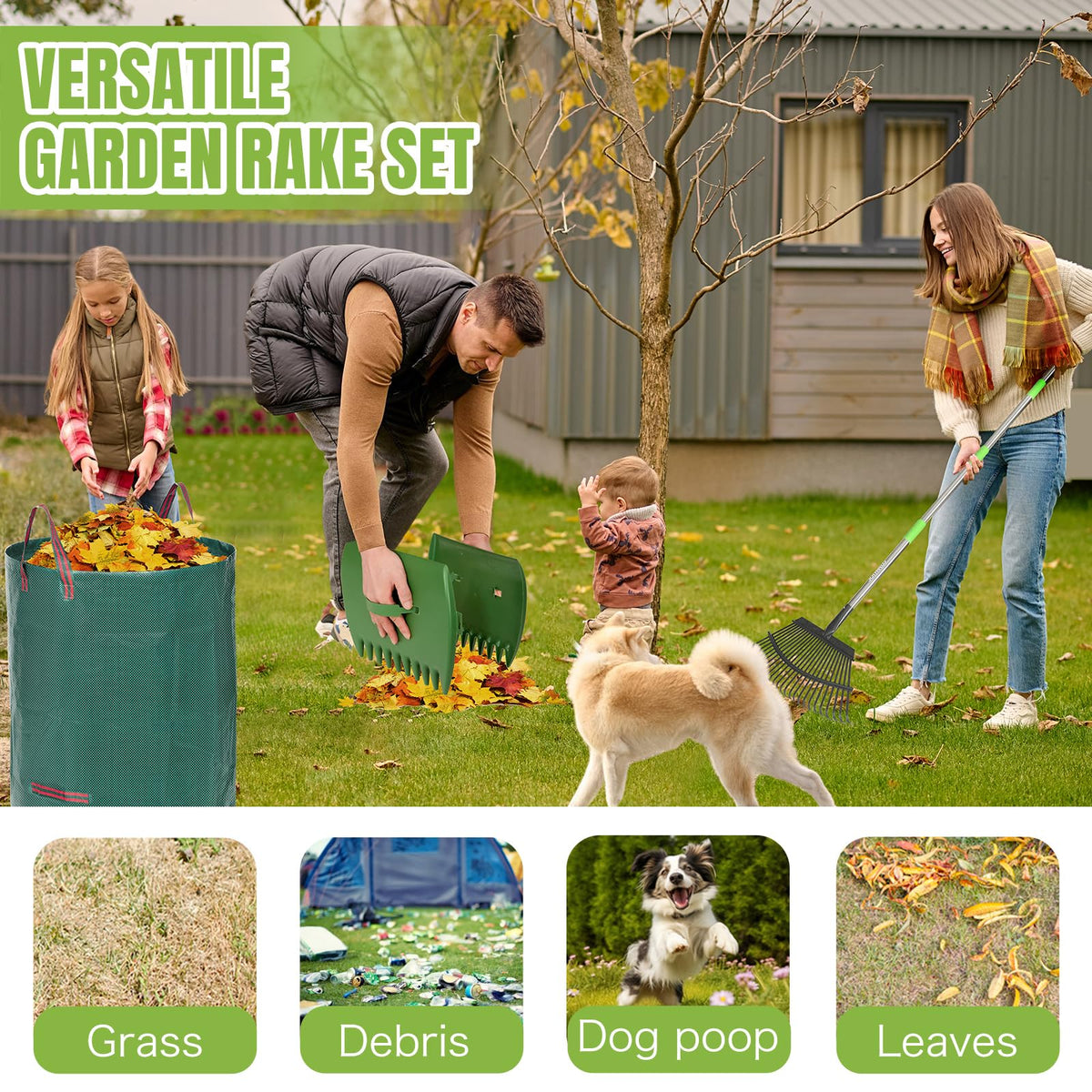 JoyHalo 32-gallon leaf bag, tear-resistant for debris containment