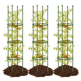 JoyHalo 3pack tomato cages ready for garden installation, delivering sturdy plant support.