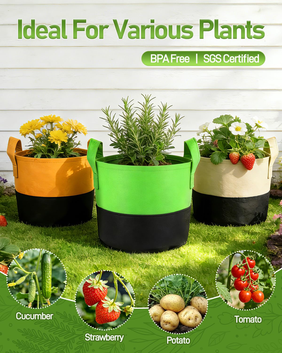 JOYHALO 5-pack Grow Bags keeps gardening essentials ready.