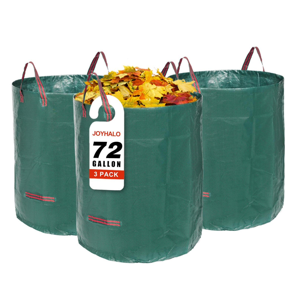 Joyhalo 72-gallon yard waste bags with open hoop for easy filling.