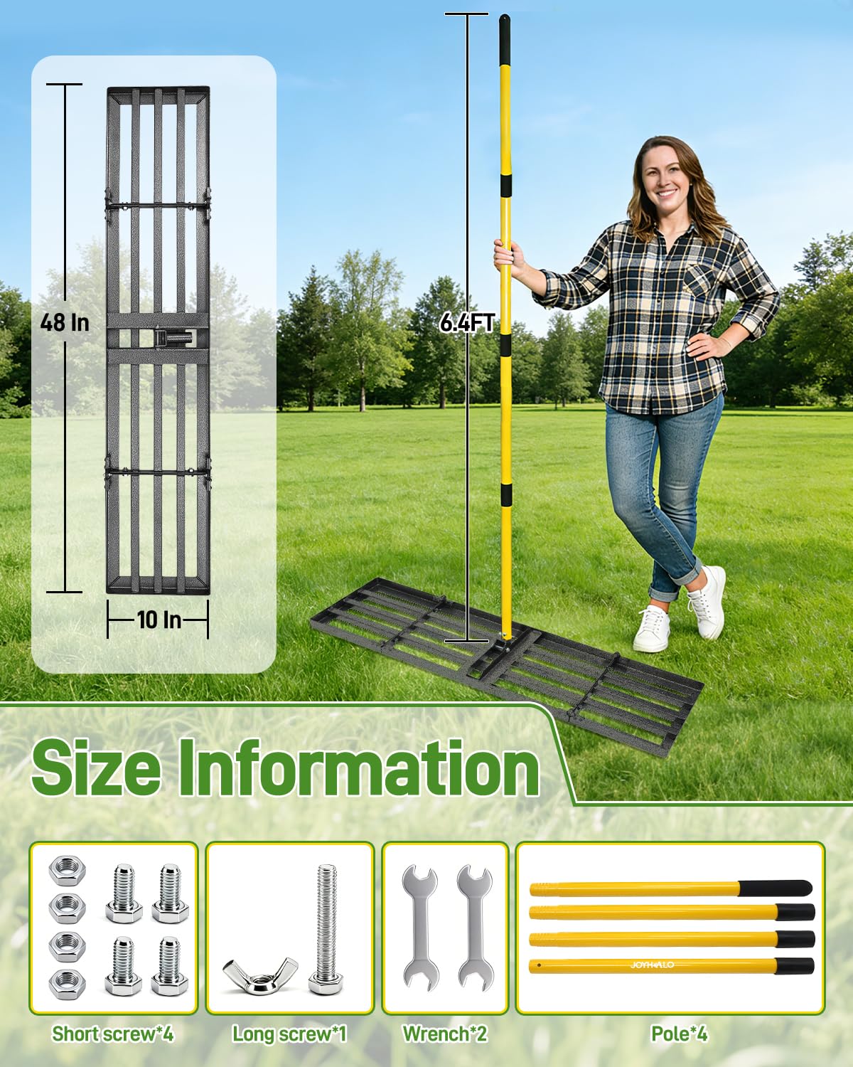 Joyhalo adjustable 78-inch handle enables comfortable working height