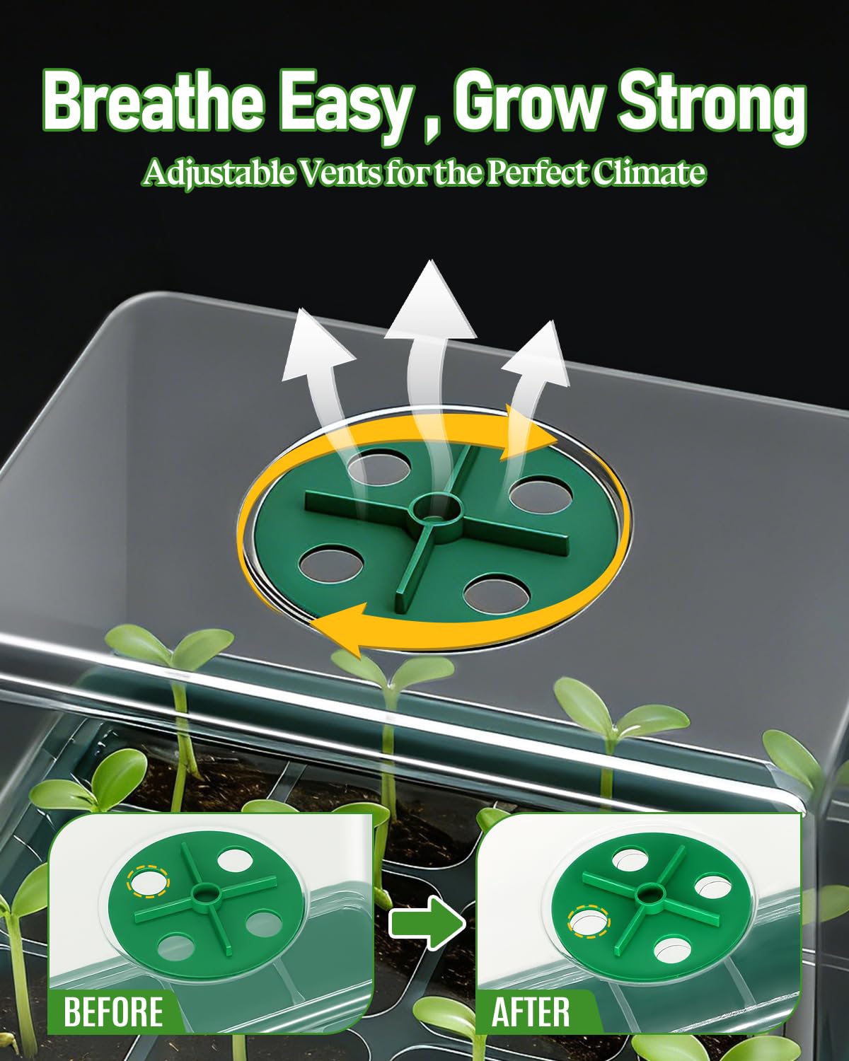 JoyHalo adjustable vent promotes airflow during germination