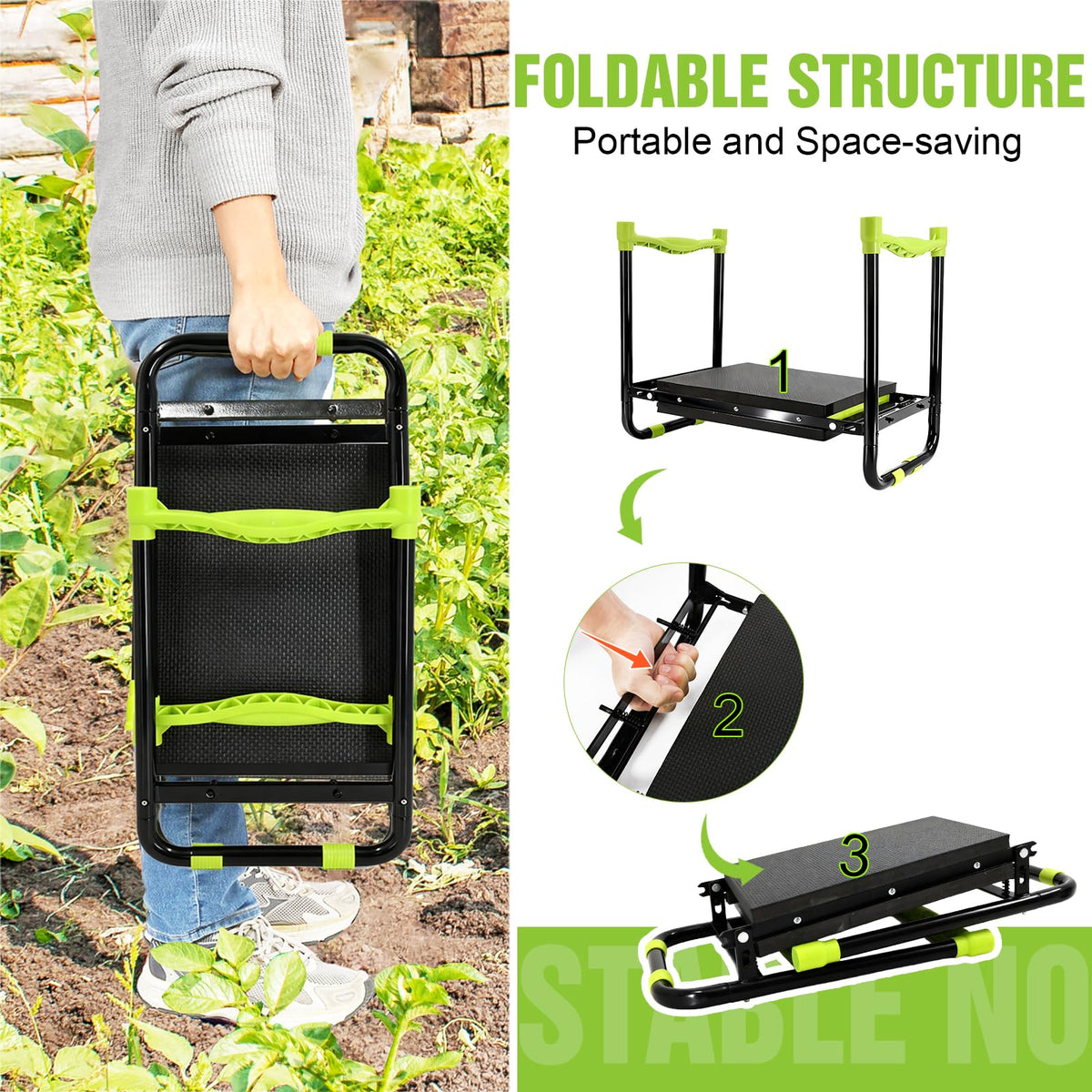 JoyHalo anti-tip base keeps the bench steady on uneven ground