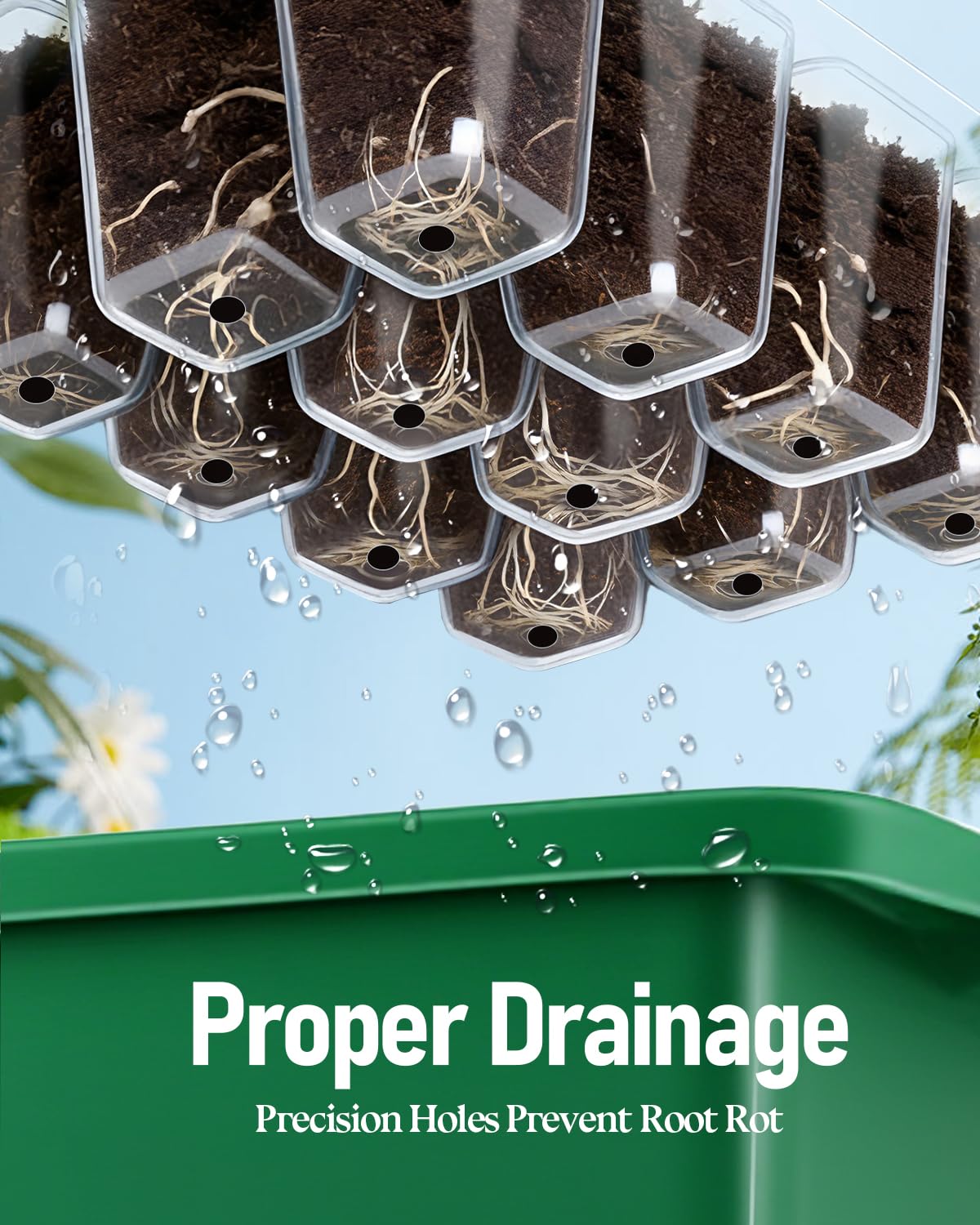 JoyHalo bottom drainage holes prevent overwatering and stabilize moisture