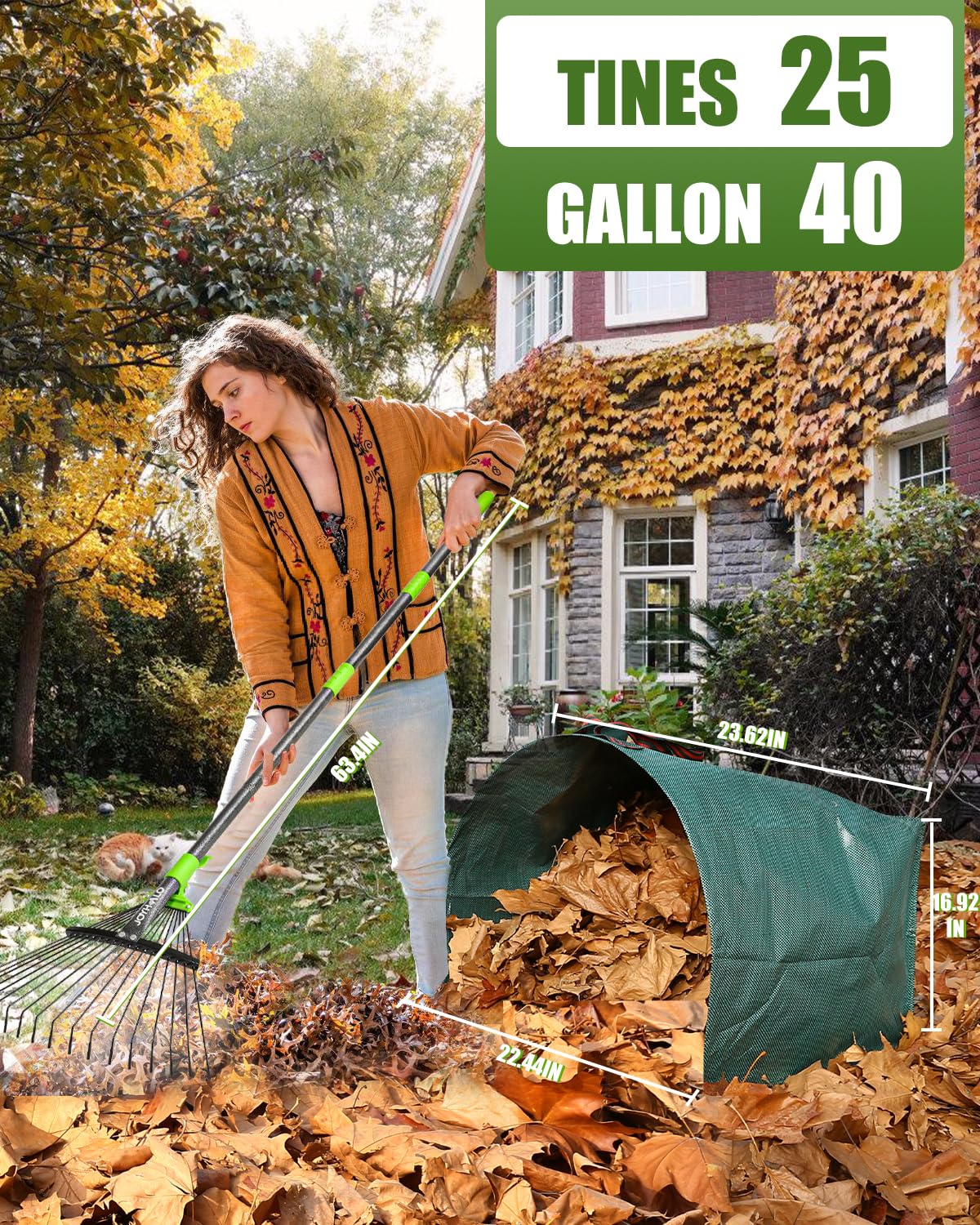 Joyhalo dustpan scoop design keeps hands clean while collecting leaves.