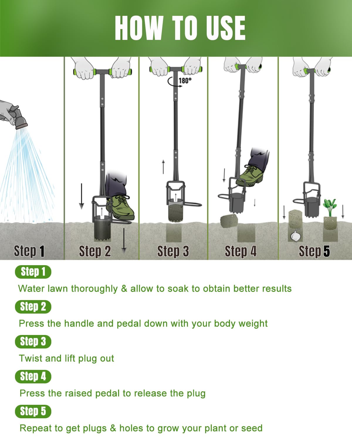 Joyhalo long handle eases back and knee strain during extended gardening sessions.