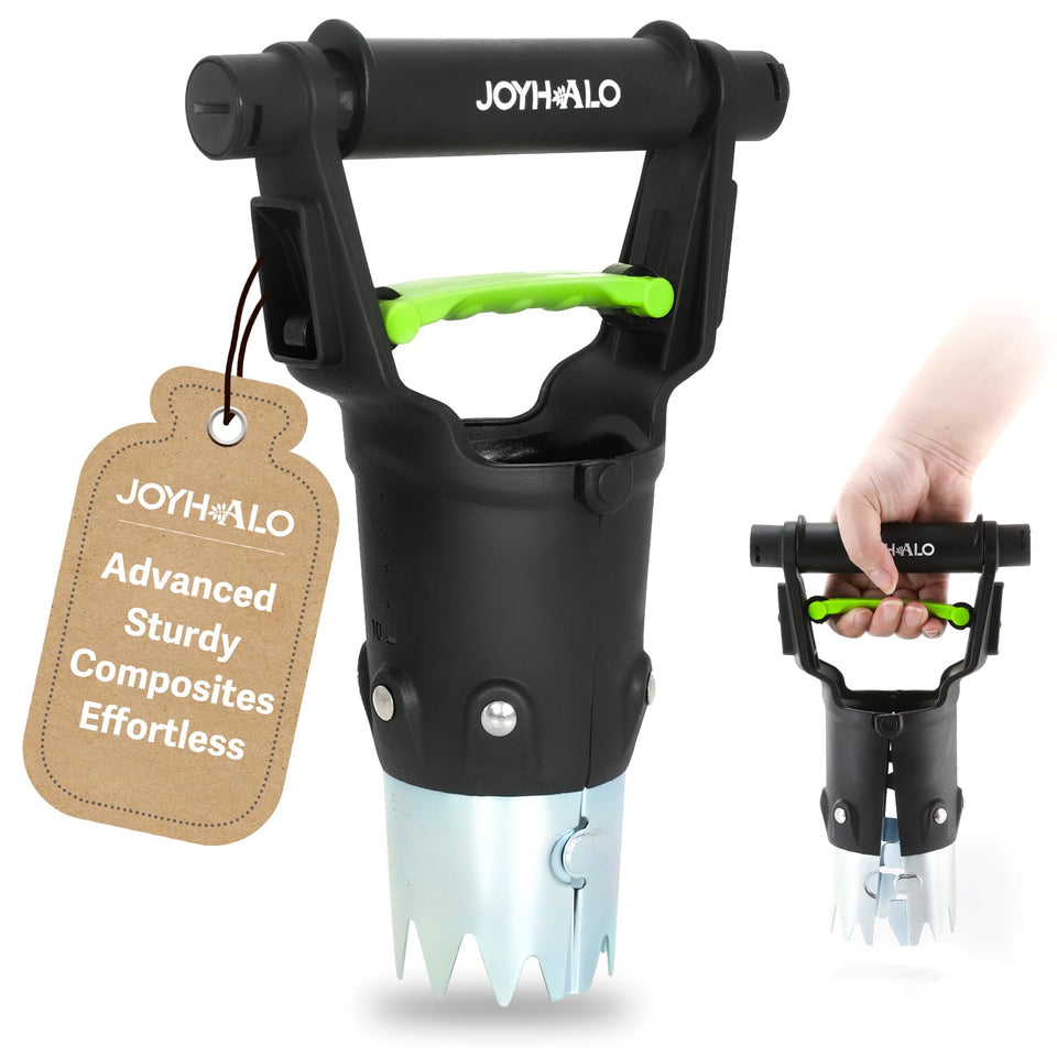 JOYHALO bulb planter with pull-up handle reduces thumb strain during long planting sessions