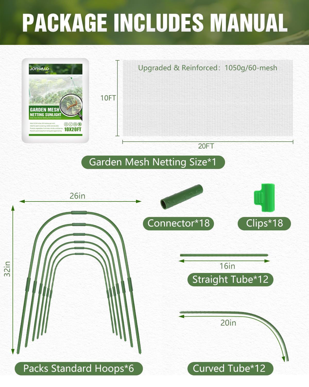 JoyHalo garden hoop frame assembly demonstrates sturdy PVC-coated steel for durable raised-bed support