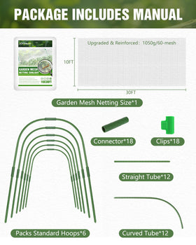 JoyHalo garden hoops kit with six tunnel frames provides sturdy plant support