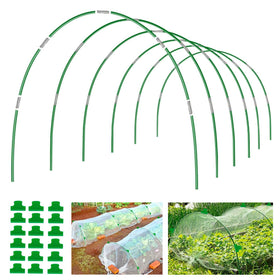 Joyhalo garden hoops over raised beds forming a sturdy DIY tunnel