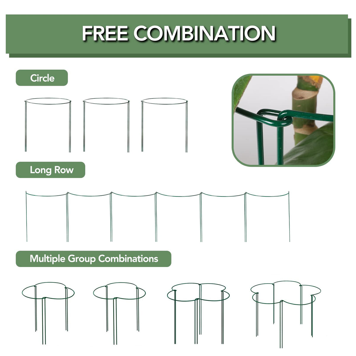 Joyhalo green anti-rust coating blends with foliage for discreet support.