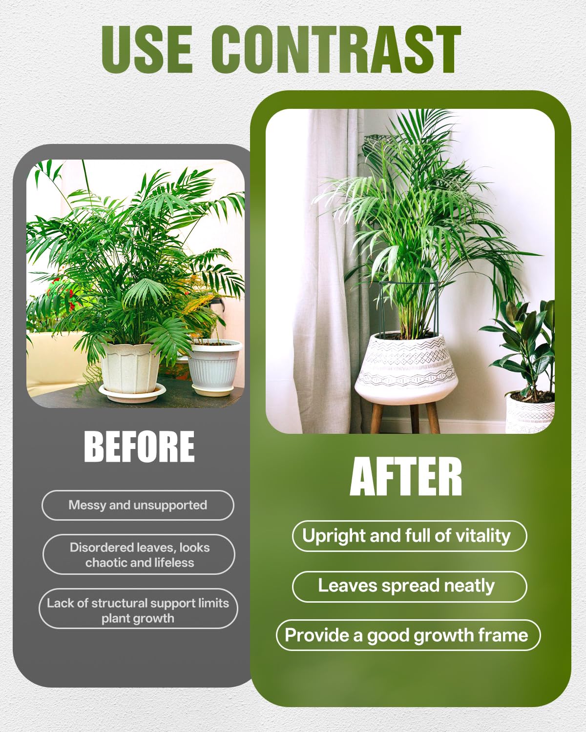 Joyhalo green rust-resistant stakes blending with garden ambiance