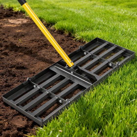 Joyhalo lawn leveling rake with a 30-inch head for smooth yard leveling.