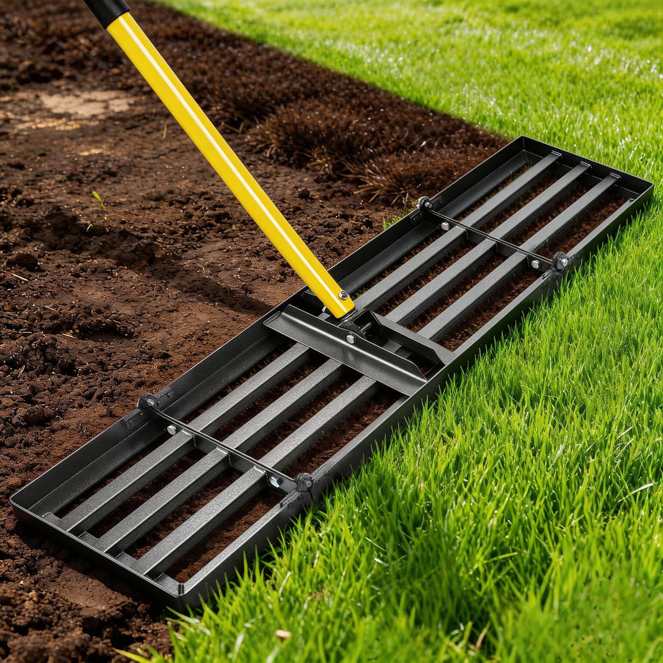 Joyhalo lawn leveling rake with 48-inch head for quick soil leveling