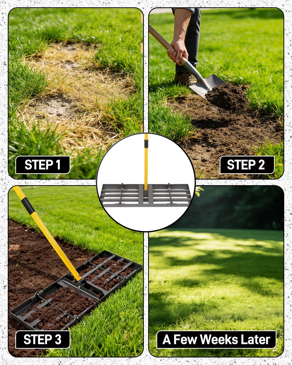Joyhalo rake offers 30–48 inch head sizing for versatile spaces.