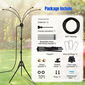 JoyHalo misting system brass nozzles produce fine mist for rapid outdoor cooling