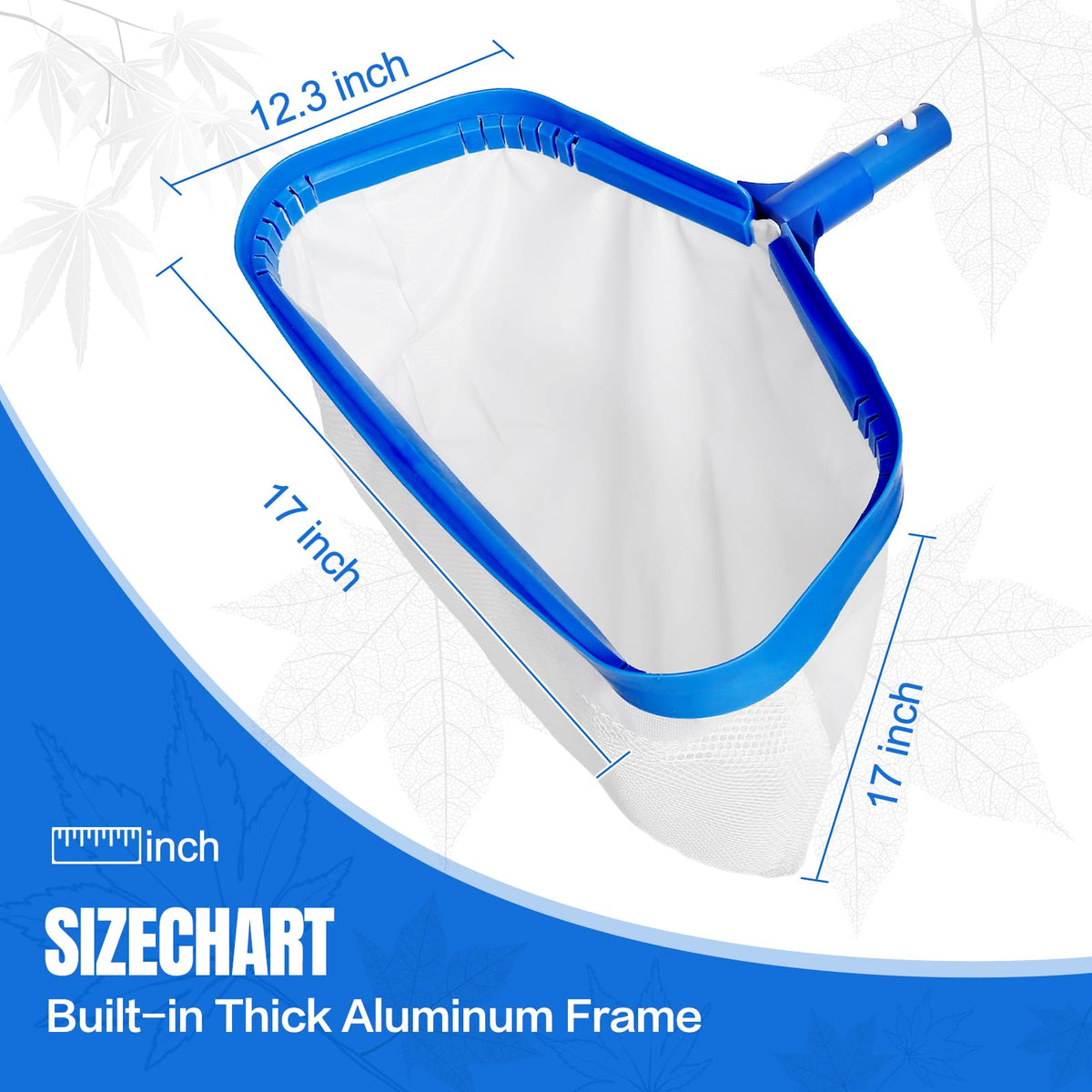 JoyHalo pool skimmer net with adjustable pole for reaching deep areas.