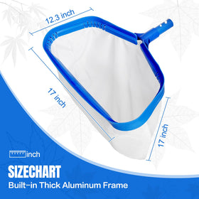 JoyHalo pool skimmer net with adjustable pole for reaching deep areas.