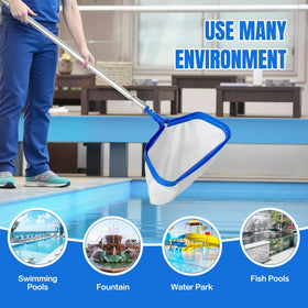 JoyHalo pool skimmer net with double-layer mesh for efficient debris capture.