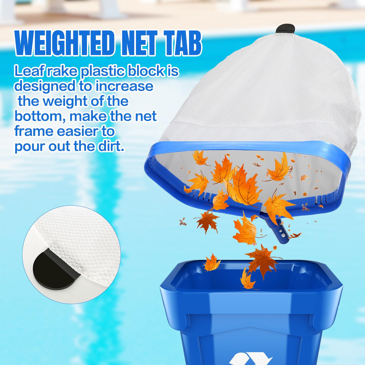 JoyHalo pool skimmer net ergonomic grip reduces hand fatigue during use.