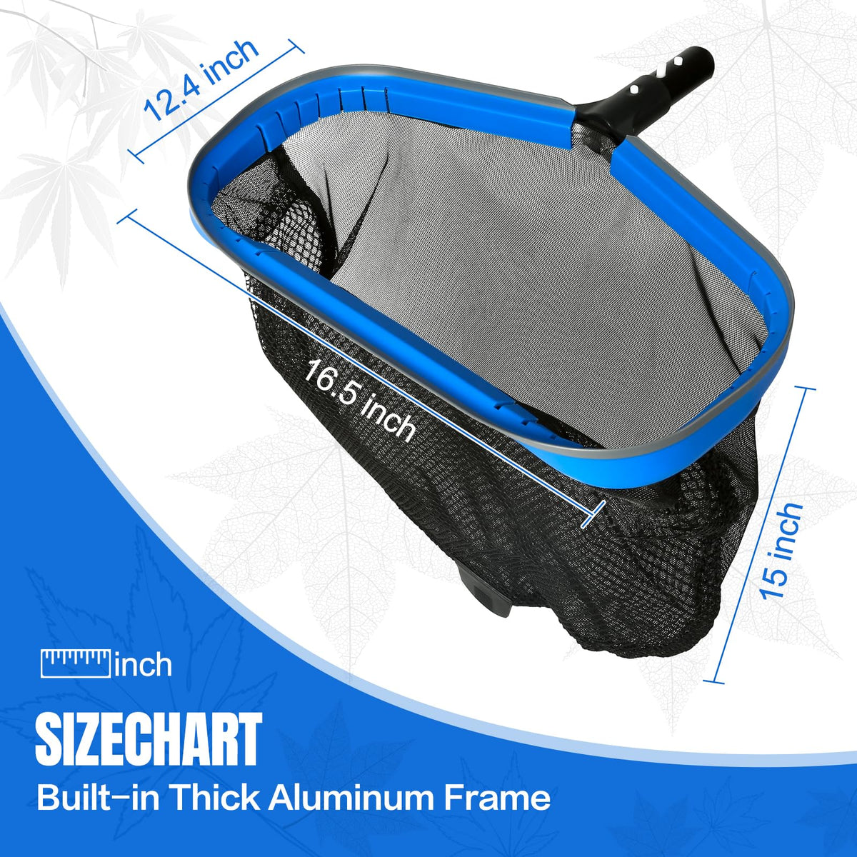 JoyHalo skimmer with extended reach pole reaching pool corners
