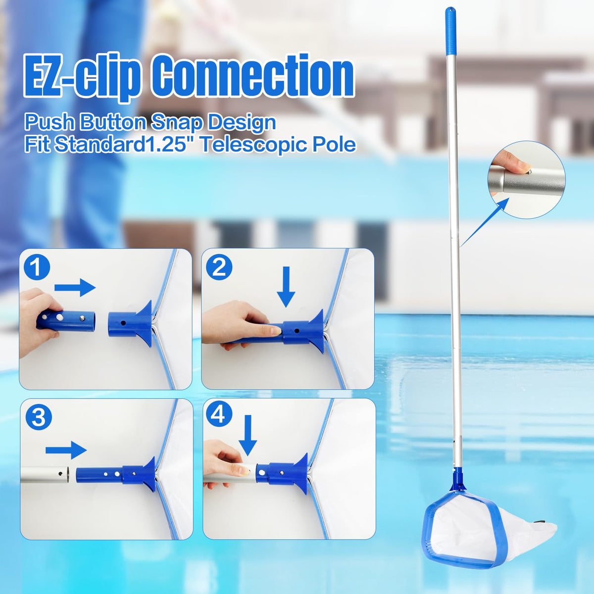 JoyHalo pool skimmer net safe-assembly design prevents finger pinching.