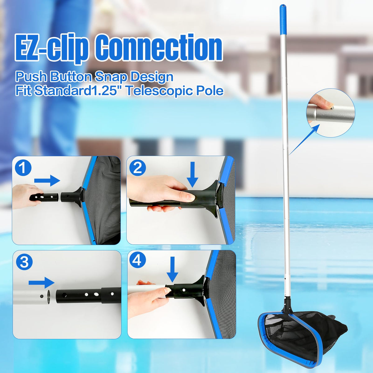 Safe assembly on JoyHalo pool skimmer with finger-pinching protection