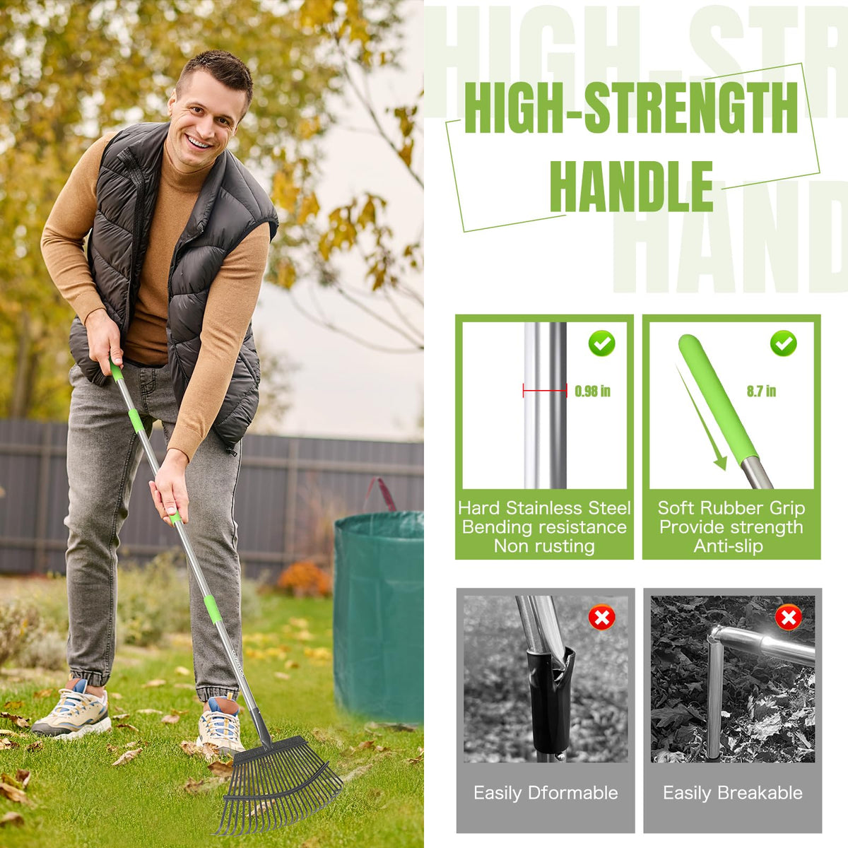 JoyHalo rake head with protective coating resists rust