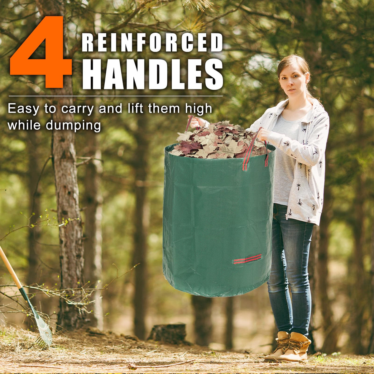 Joyhalo reusable yard bags folded flat for compact storage after use.