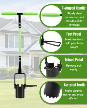 Joyhalo sod plugger and grass plugger helps fast soil replacement for lawn projects.