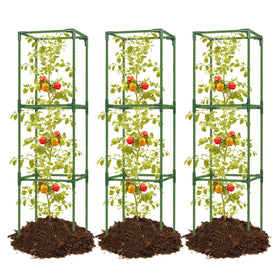 JoyHalo tomato cage with 47-inch assembly provides stable support for climbing plants.