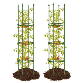 JoyHalo tomato cage demonstrates 59-inch height for tall plants.