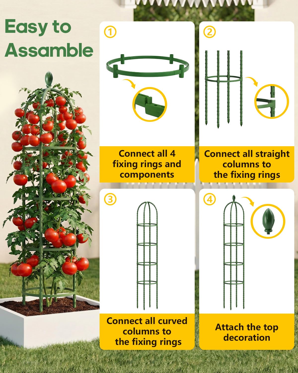 Joyhalo garden trellis installed on patio supports roses and vines