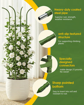 Joyhalo green-coated steel trellis blends naturally with garden scenery