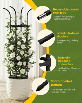 Adjustable Joyhalo trellis from 30 to 74 inches to fit plant growth