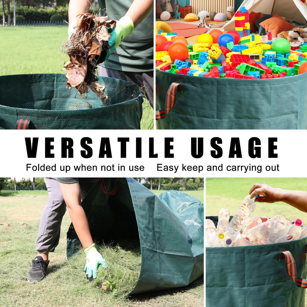 Joyhalo versatile outdoor bags suitable for leaves, weeds, or camping trash.
