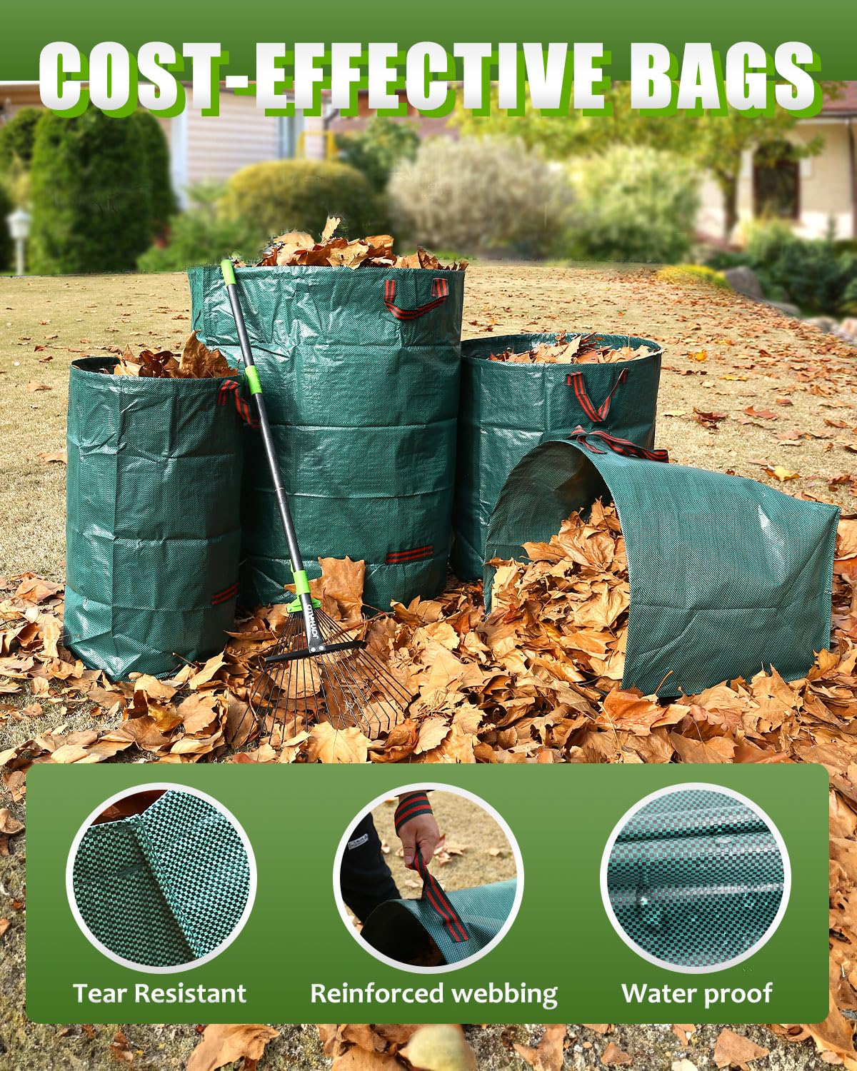 Joyhalo yard bags with reinforced handles support secure transport.