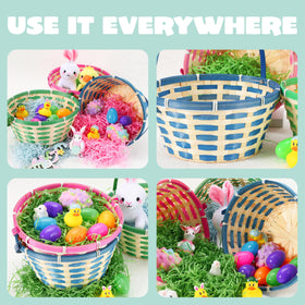 JOYIN Easter bamboo baskets green side view shows lightweight, durable design.