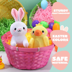 JOYIN Easter bamboo basket with green handle, colorful party decor