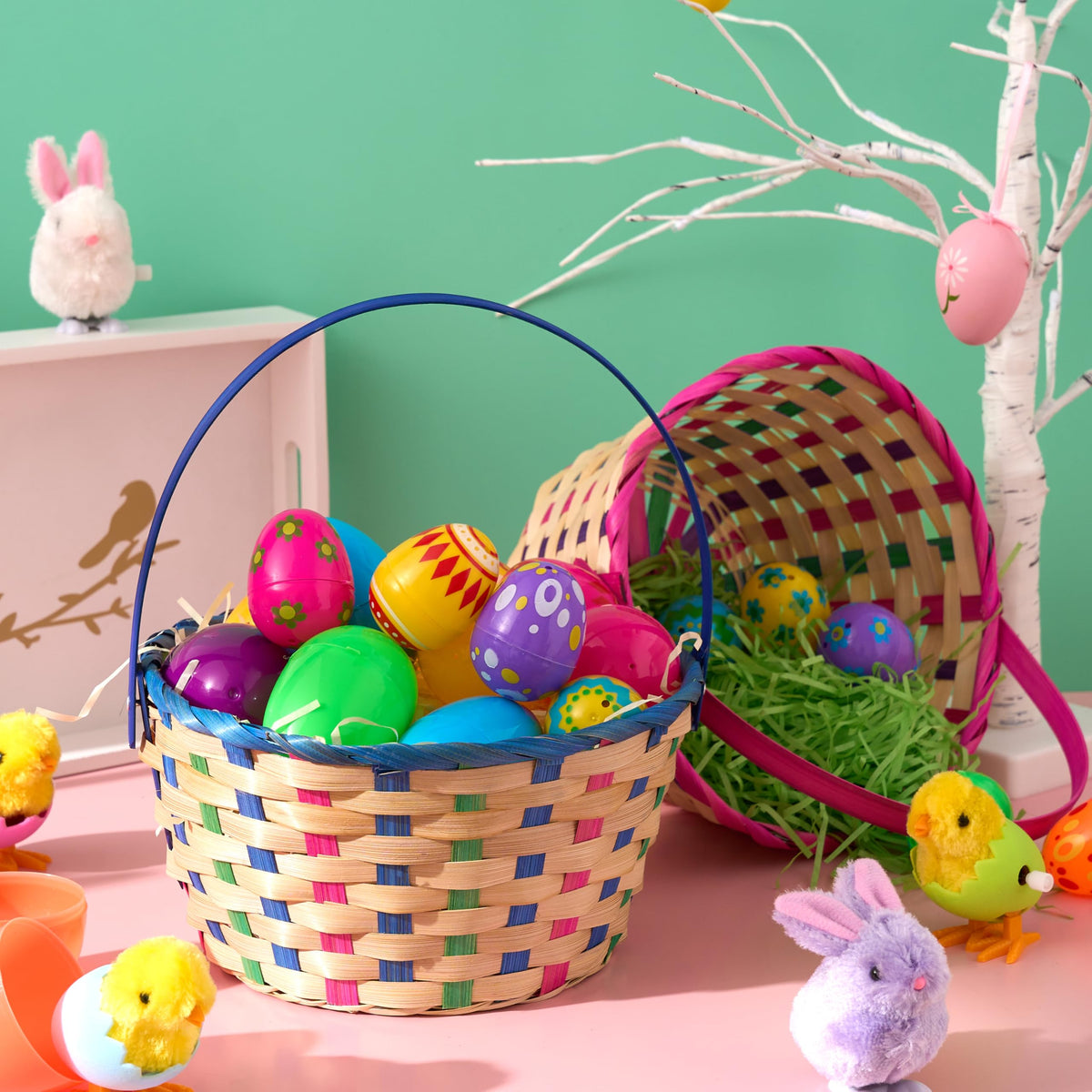 JOYIN natural bamboo weave adds rustic charm to Easter decor.