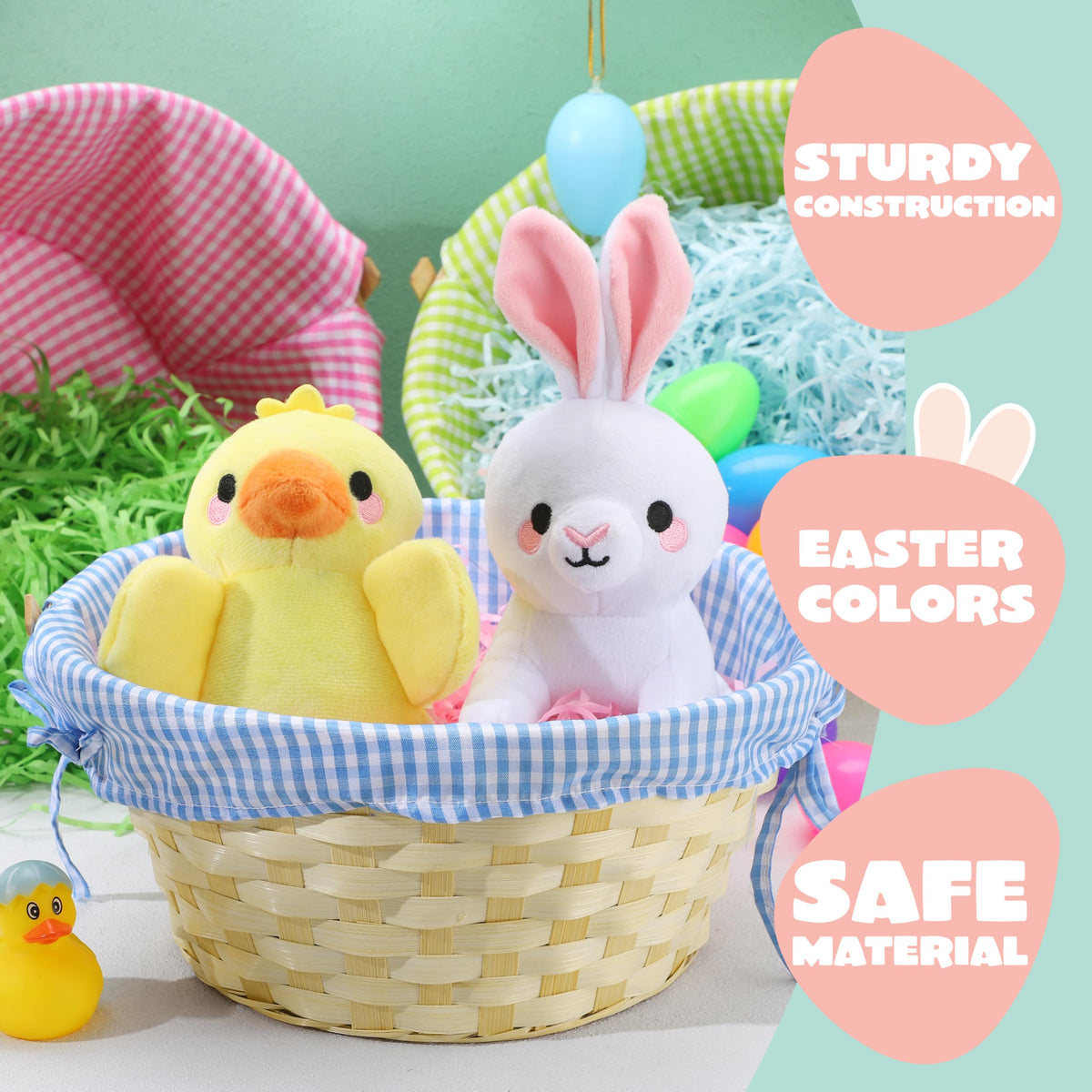 JOYIN Easter basket with green plaid lining ideal for festive décor