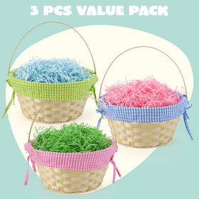 JOYIN Easter basket with pink plaid lining adds bright seasonal charm