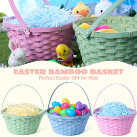 JOYIN Easter basket size 10.25 x 11 inches for treats and eggs.