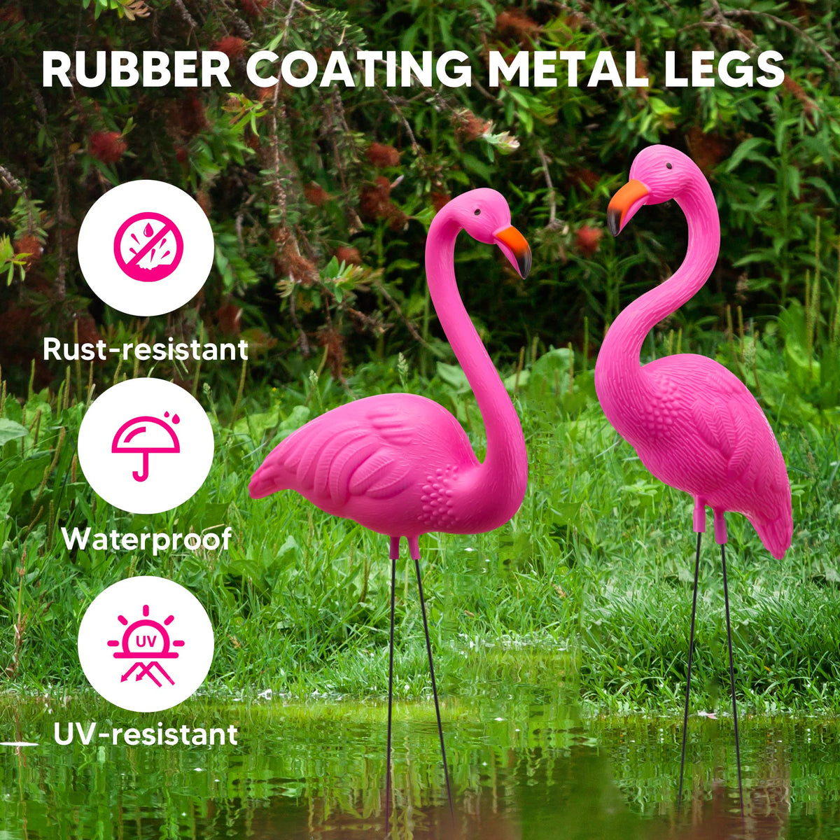 JOYIN yard flamingos in five poses: versatile decor for garden, patio, or planters.